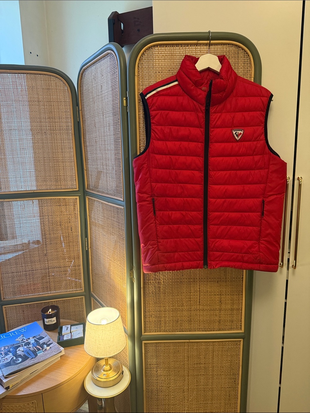 Rossignol Red Quilted Puffer Vest Men’s M Lightweight Luxury Skiwear LIKE NEW
